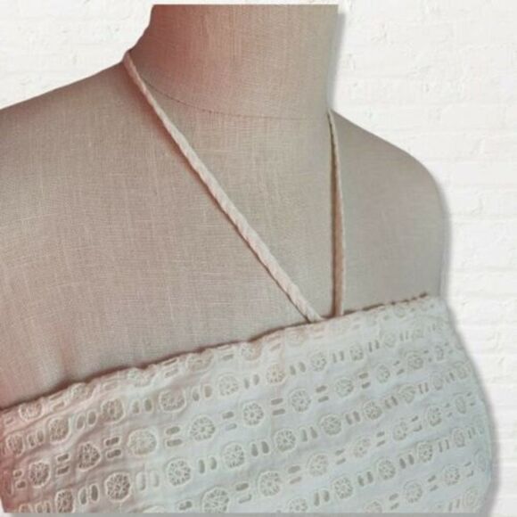 HD IN PARIS Anthropologie White Eyelet Ivory Strapless Tube Dress POCKETS Sz 2P - Picture 4 of 11